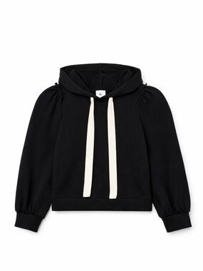 G. Label Black Hoodie with White Drawstrings